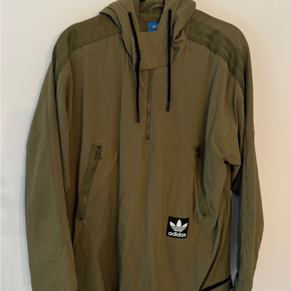 Men's Olive Green Adidas Half Zip Pull over